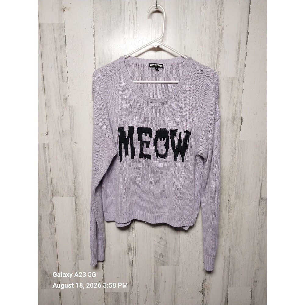 Hot Topic Purple Meow Sweater XL